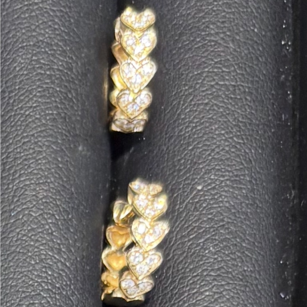 14k Gold and Diamond Heart Huggies